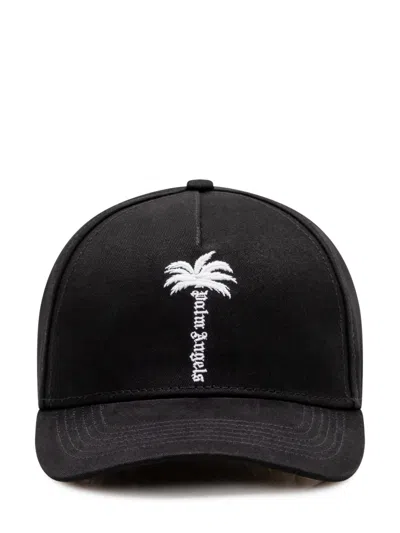 Palm Angels Black Logo Baseball Cap In White