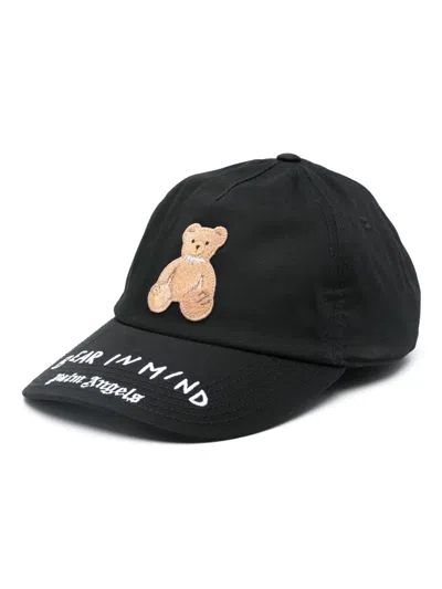 PALM ANGELS BLACK LOGO BASEBALL HAT
