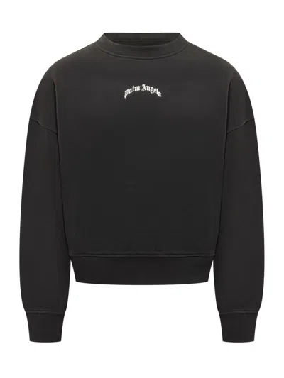 Palm Angels Men Black Back Curved Logo Sweatshirt, L Luxury Sweatshirts & Hoodies For Men Darveys