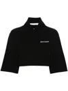 Palm Angels Black Logo Cropped Polo In Black