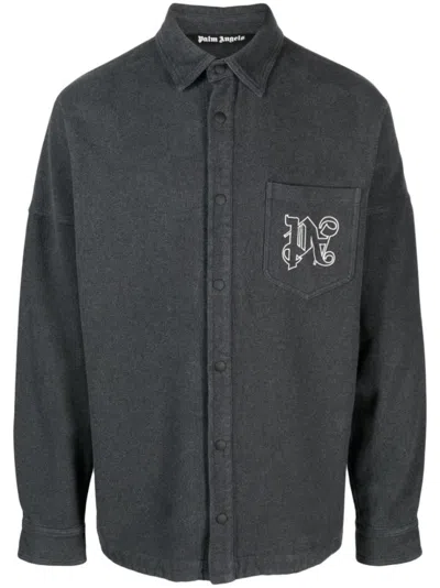 PALM ANGELS BLACK LOGO DETAIL SHIRT