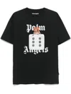 Palm Angels Black T-shirt With Front Dice And Logo Print In Black