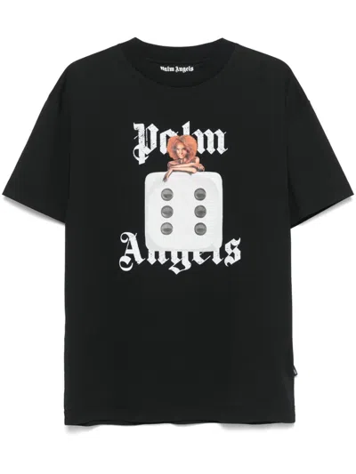 PALM ANGELS BLACK LOGO DICE T-SHIRT