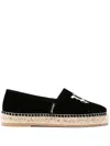 Palm Angels Logo-embroidered Velvet Espadrilles In Black