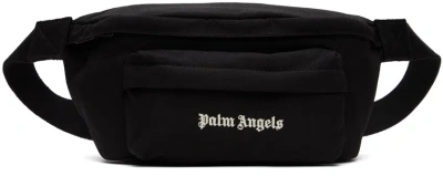 Palm Angels Black Logo Fanny Pack Pouch In Black White