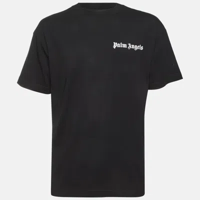 Pre-owned Palm Angels Black Logo Graphic Jersey Crew Neck T-shirt Xl