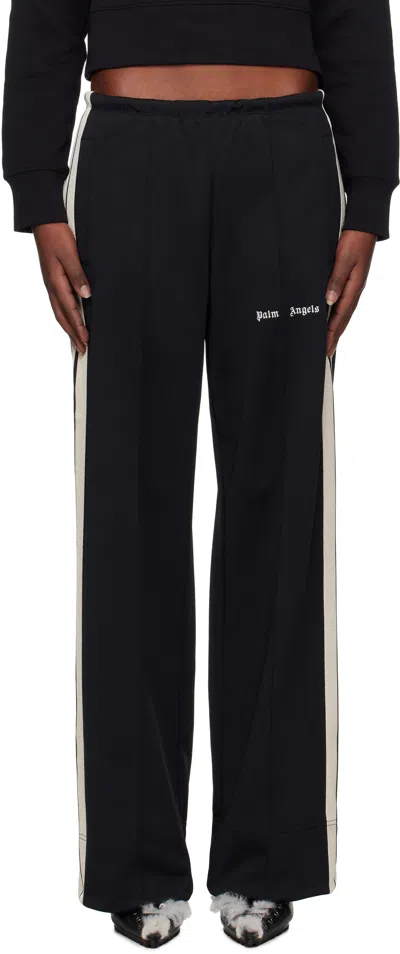 Palm Angels Black Logo Loose Track Pants In Black Off White