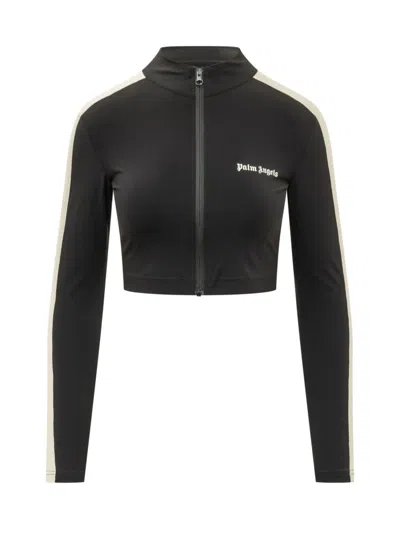 Palm Angels Black Logo Mock Collar Jacket