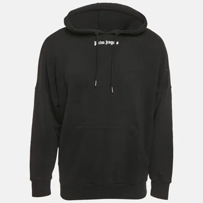 Pre-owned Palm Angels Black Logo Print Cotton Knit Hoodie S