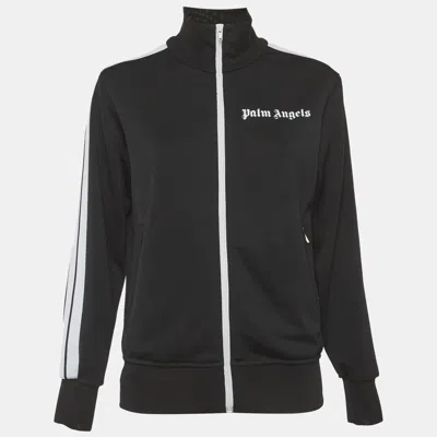 Pre-owned Palm Angels Black Logo Print Jersey Track Jacket S