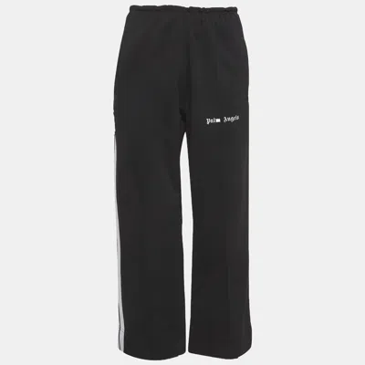 Pre-owned Palm Angels Black Logo Print Jersey Track Pants S