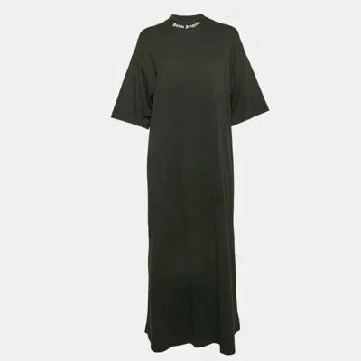 Palm Angels Black Logo Print Neck Jersey Midi T-shirt Dress