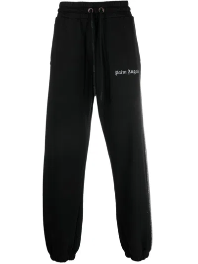 PALM ANGELS BLACK LOGO PRINT SWEATPANTS