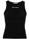 Palm Angels Crew Neck Racerback Sleeveless Tank Top In Black