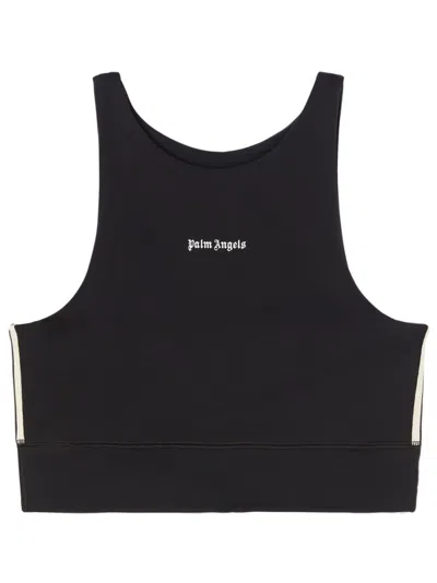 Palm Angels Black Logo Print Top