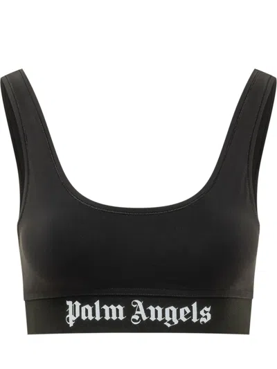 Palm Angels Logo-underband Scoop-neck Bra In Black