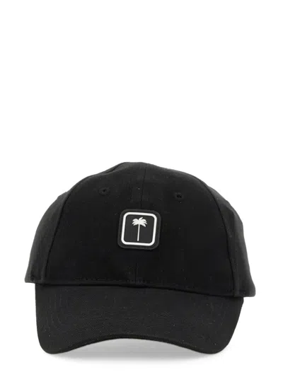Palm Angels Baseball Cap With Front Paint-tch Logo In Black