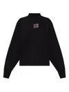 Palm Angels Long Sleeve Mock Neck Knitwear Top In Black