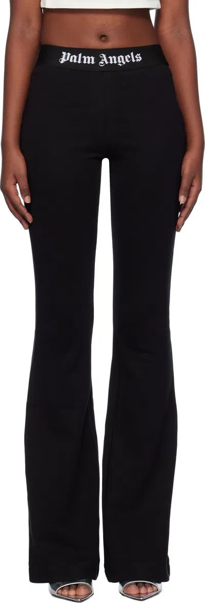 Palm Angels Black Logo Tape Flare Sweatpants