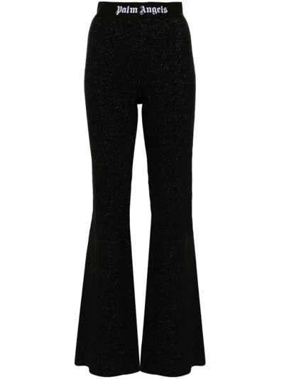 PALM ANGELS BLACK LOGO-TAPE TROUSERS