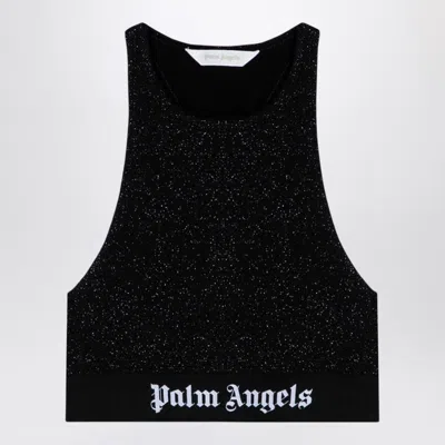 PALM ANGELS BLACK LUREX TOP IN VISCOSE BLEND