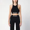 Palm Angels Classic Logo Cropped Lurex Top In Black