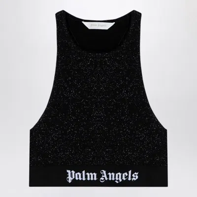 PALM ANGELS PALM ANGELS  BLACK LUREX TOP IN VISCOSE BLEND