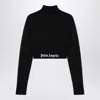 Palm Angels Crop Top In Black Viscose Blend
