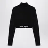 Palm Angels Crop Top In Black Viscose Blend