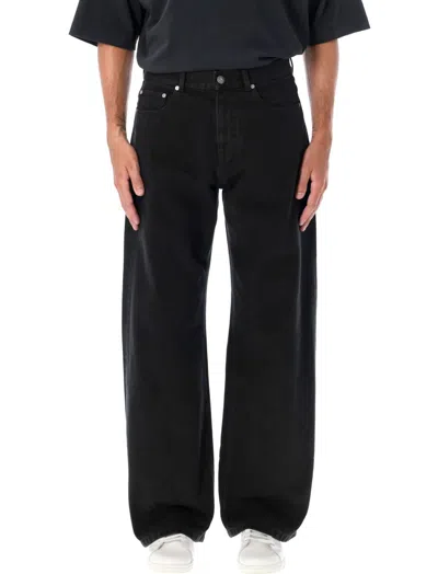 PALM ANGELS BLACK MID RISE LOOSE FIT JEANS
