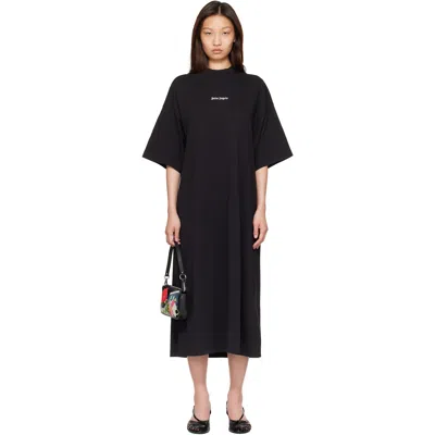 Palm Angels Black 'milan La' T-shirt Maxi Dress In Multi