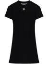 PALM ANGELS BLACK MINI DRESS WITH EMBROIDERED LOGO AND OPEN BACK