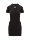 Palm Angels Monogram Ribbed Dress With Frayed Edges In Black