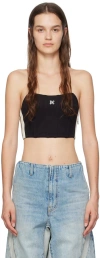 Palm Angels Monogram-print Corset Top In Black Off Whit