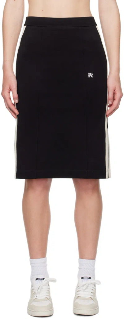 PALM ANGELS BLACK MONOGRAM MIDI SKIRT