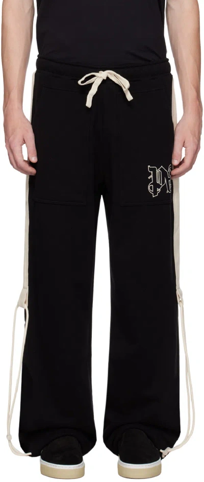 Palm Angels Black Monogram Sweatpants In Black Black