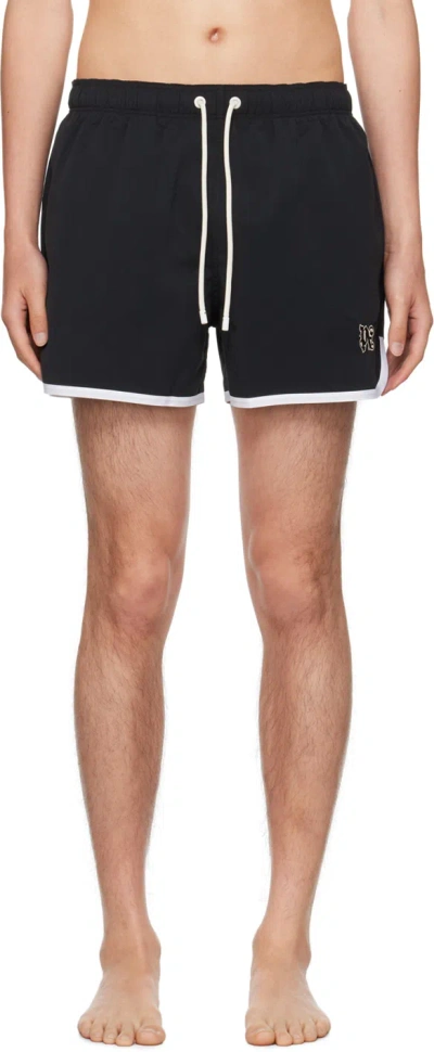 Palm Angels Black Monogram Swim Shorts In Black Off White