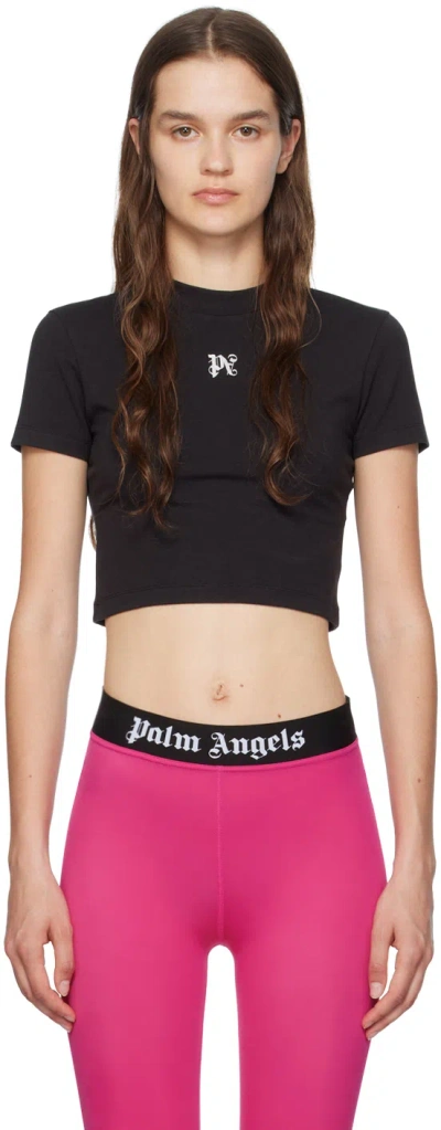 Palm Angels Black Monogram T-shirt In Black Off White