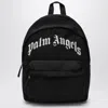 PALM ANGELS BLACK NYLON BACKPACK WITH LOGO