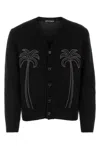 Palm Angels Nylon Blend Cardigan In Black