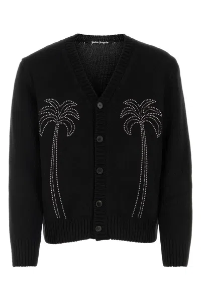 PALM ANGELS BLACK NYLON BLEND CARDIGAN
