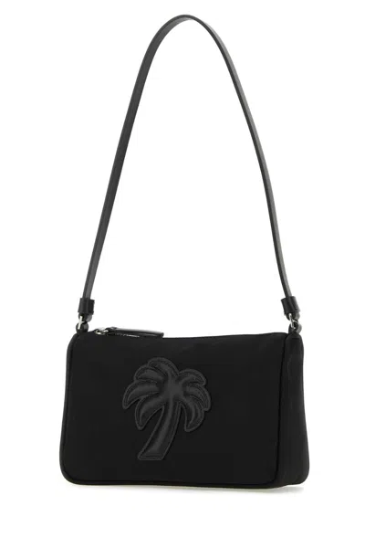 Palm Angels Black Nylon Shoulder Bag In Blackblack