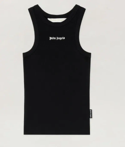 Palm Angels Classic Logo Fitted Tank Top In Black