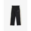 Palm Angels Black Off White Striped Straight-leg Woven Jogging Bottoms 4-12 In Black