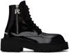 Palm Angels Black Leather Ankle Boots In Black
