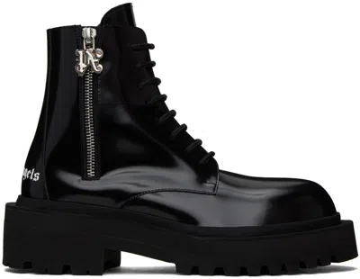 Palm Angels Logo-print Lace-up Boots In Black