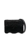 Palm Angels Embellished Suede Palm Beach Crossbody Bag In Black