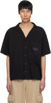 Palm Angels Palm Print Bowling Shirt In Black - Black