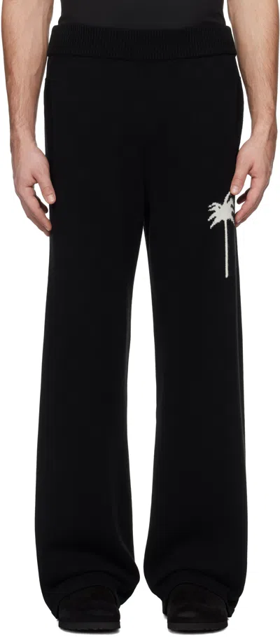 Palm Angels Black Palms Knit Sweatpants In Black - Off White