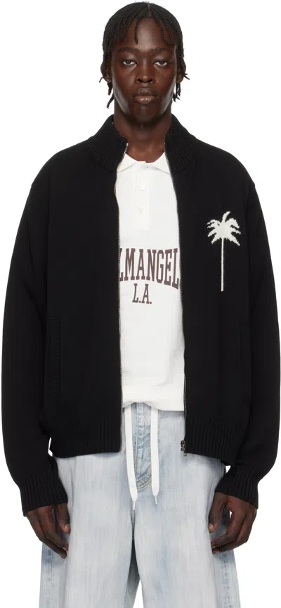 PALM ANGELS BLACK PALMS KNIT TRACK JACKET